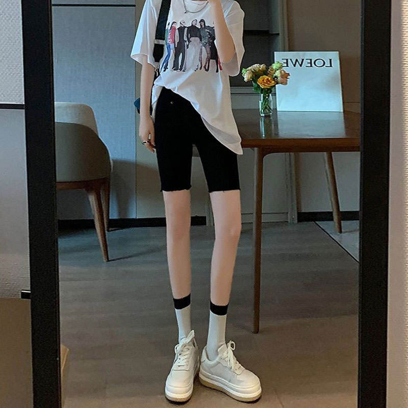 Cycling Shorts For Commute - Siyah Denim Kısa Şort Kadın İnce