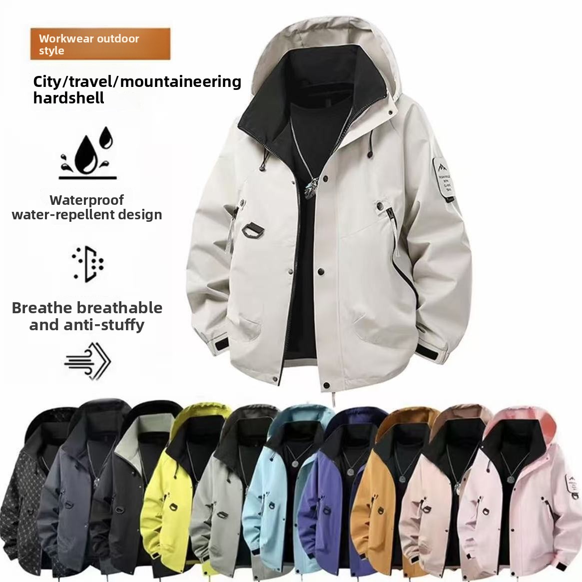 Cycling Rain Jacket Commute - UPF50+ Unisex Yağmurluk Yürüyüş Kampçılık Trekking